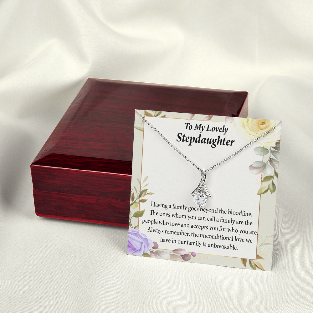 To My Stepdaughter Unbreakable Bond Alluring Ribbon Necklace Message Card-Express Your Love Gifts