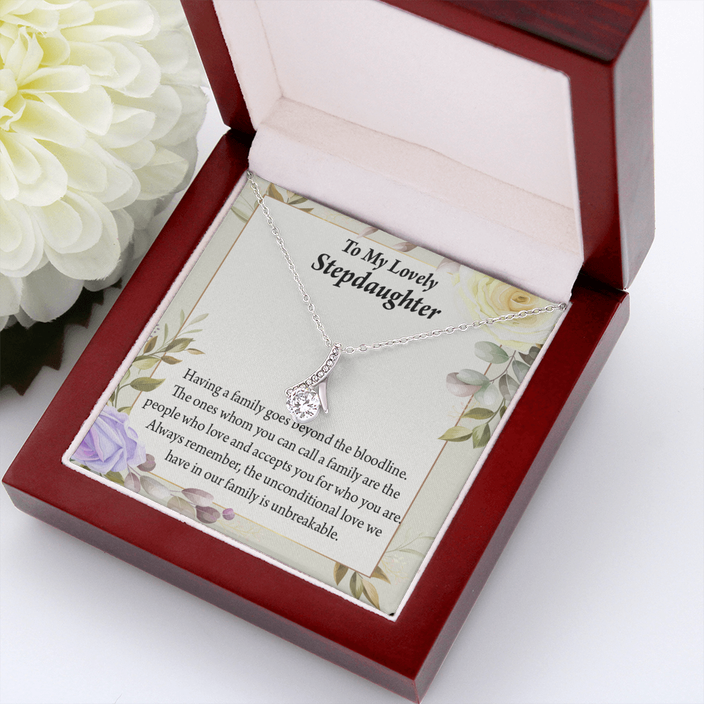 To My Stepdaughter Unbreakable Bond Alluring Ribbon Necklace Message Card-Express Your Love Gifts