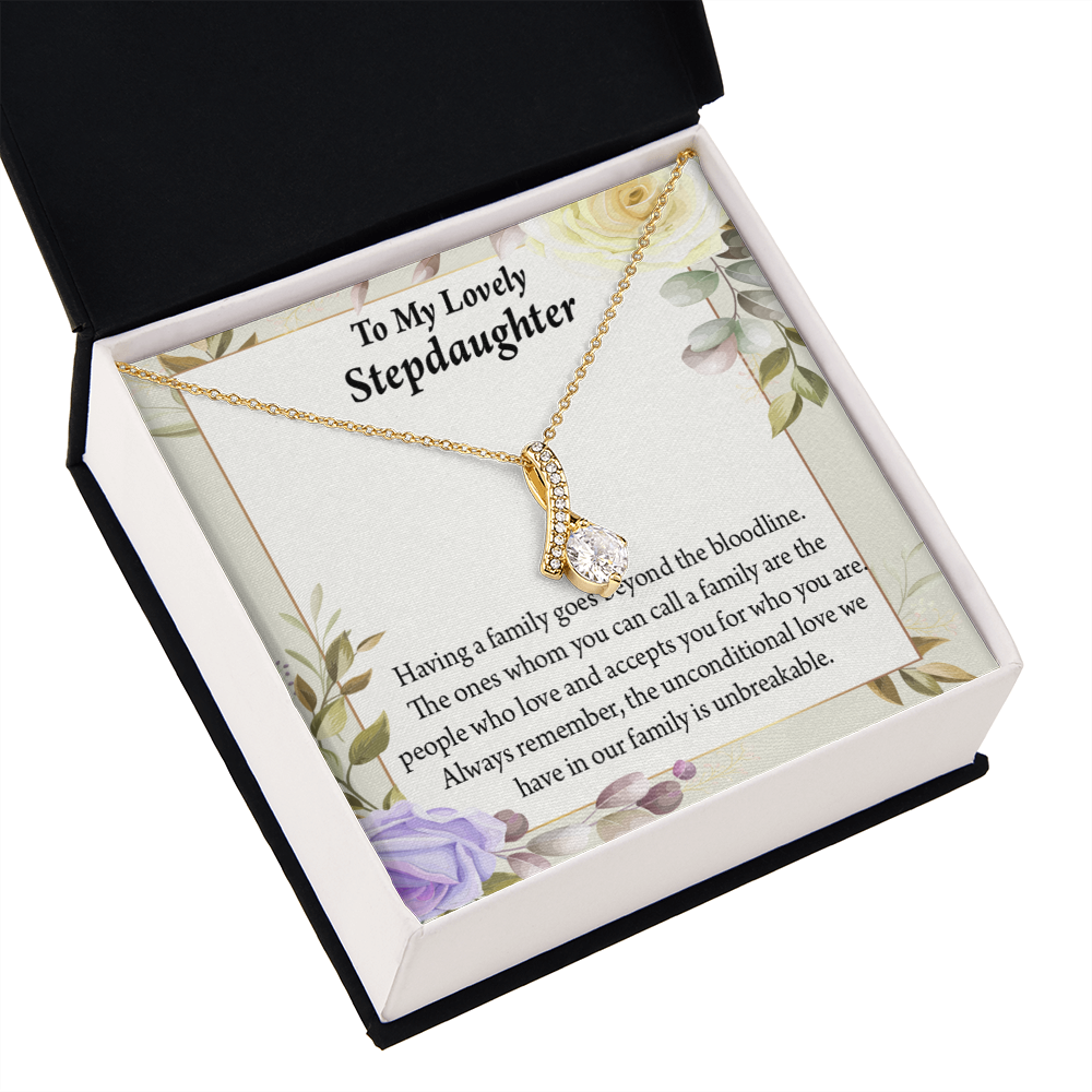 To My Stepdaughter Unbreakable Bond Alluring Ribbon Necklace Message Card-Express Your Love Gifts