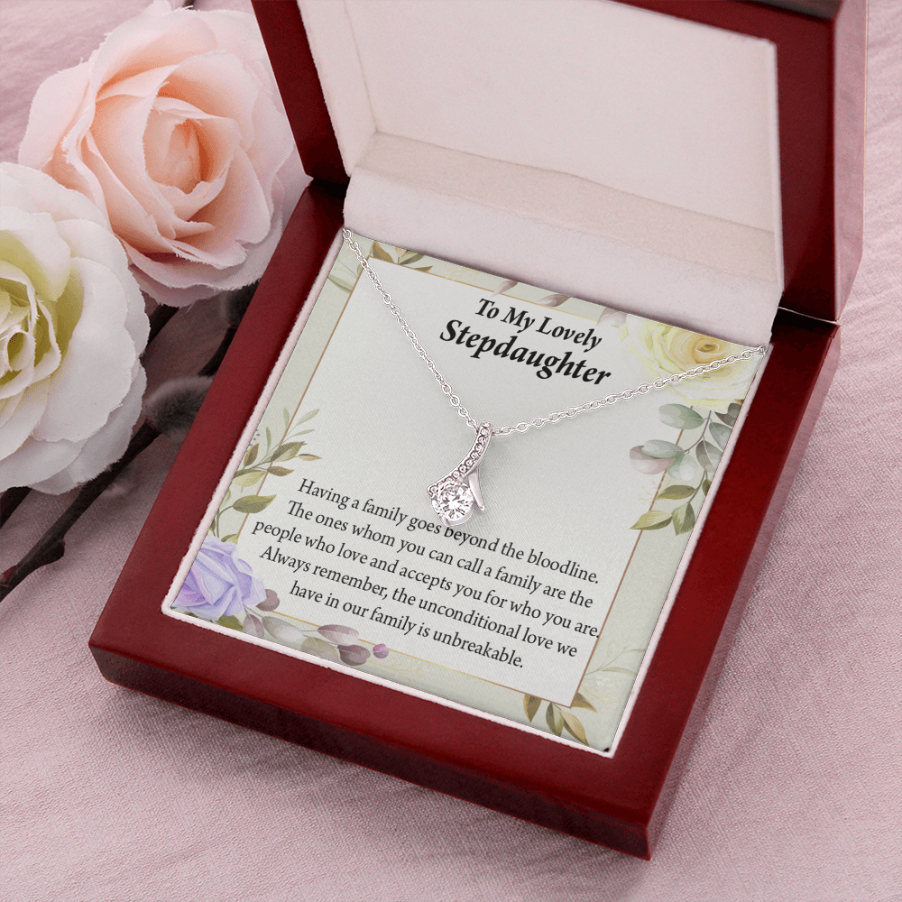 To My Stepdaughter Unbreakable Bond Alluring Ribbon Necklace Message Card-Express Your Love Gifts