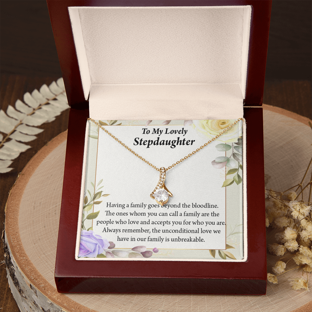 To My Stepdaughter Unbreakable Bond Alluring Ribbon Necklace Message Card-Express Your Love Gifts