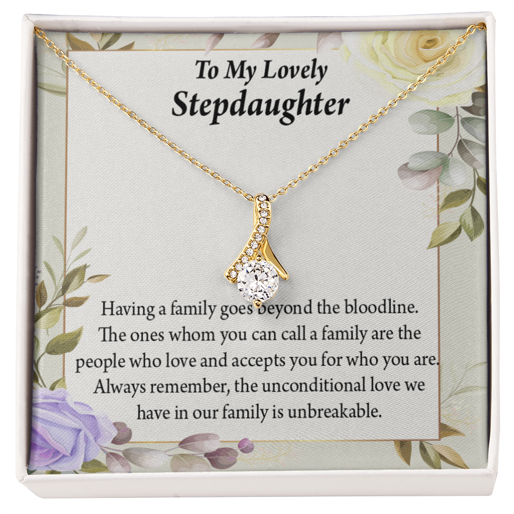 To My Stepdaughter Unbreakable Bond Alluring Ribbon Necklace Message Card-Express Your Love Gifts