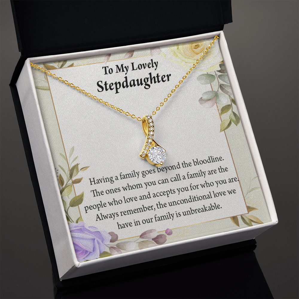 To My Stepdaughter Unbreakable Bond Alluring Ribbon Necklace Message Card-Express Your Love Gifts