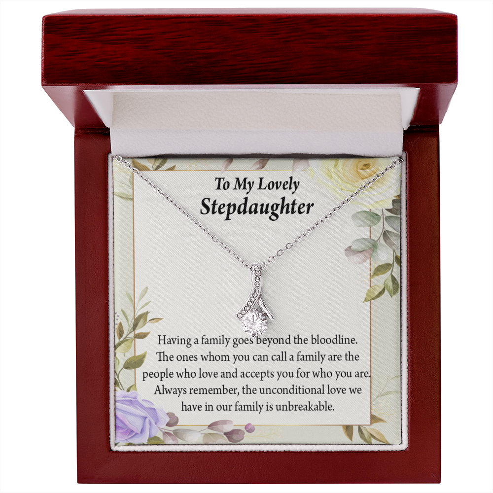 To My Stepdaughter Unbreakable Bond Alluring Ribbon Necklace Message Card-Express Your Love Gifts