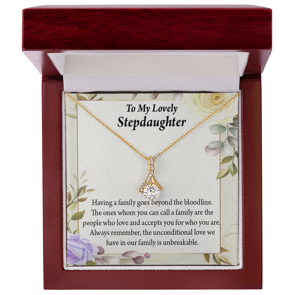 To My Stepdaughter Unbreakable Bond Alluring Ribbon Necklace Message Card-Express Your Love Gifts