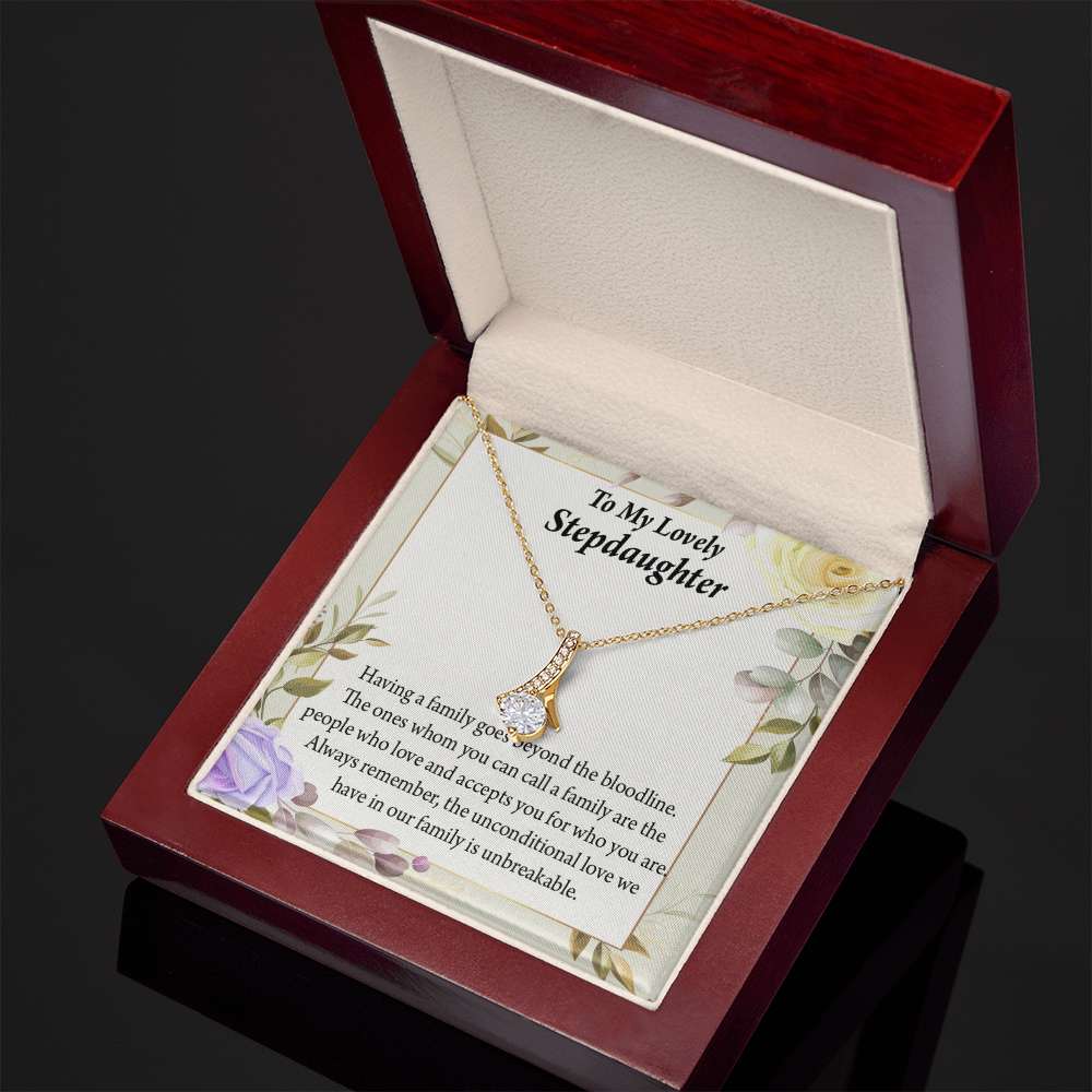 To My Stepdaughter Unbreakable Bond Alluring Ribbon Necklace Message Card-Express Your Love Gifts