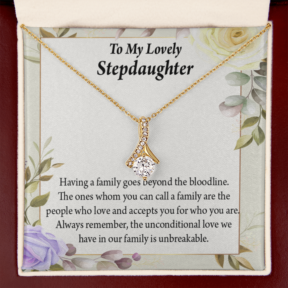 To My Stepdaughter Unbreakable Bond Alluring Ribbon Necklace Message Card-Express Your Love Gifts