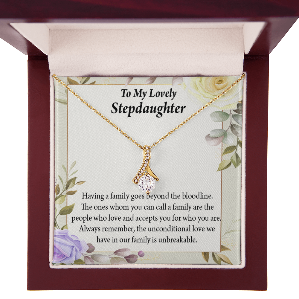 To My Stepdaughter Unbreakable Bond Alluring Ribbon Necklace Message Card-Express Your Love Gifts