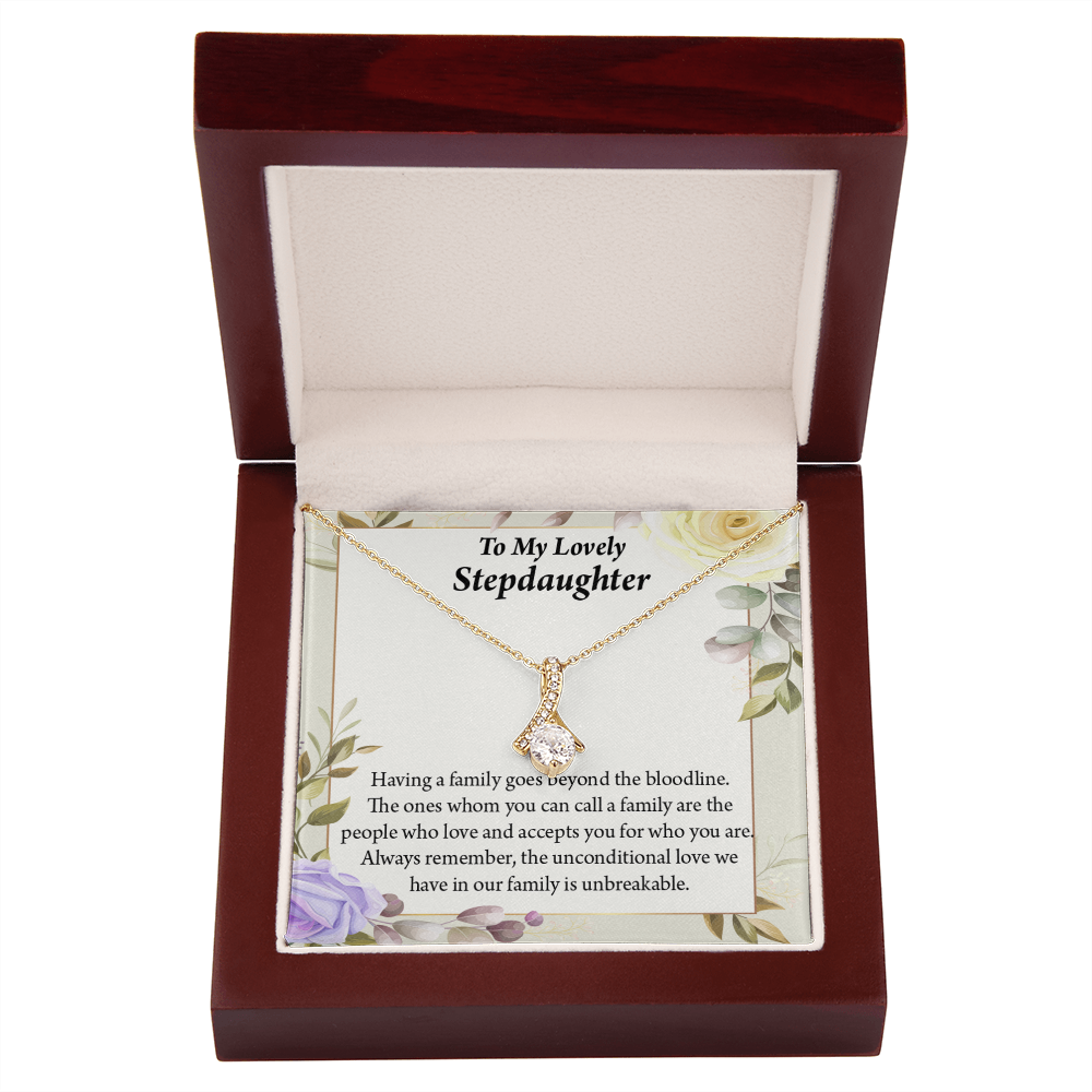 To My Stepdaughter Unbreakable Bond Alluring Ribbon Necklace Message Card-Express Your Love Gifts