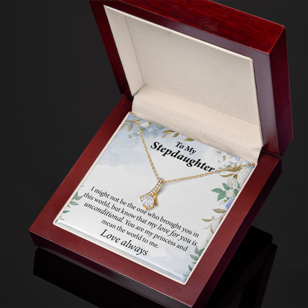 To My Stepdaughter Unconditional Love Alluring Ribbon Necklace Message Card-Express Your Love Gifts