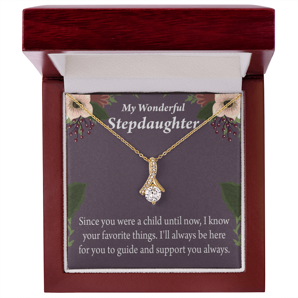 To My Stepdaughter Wonderful Stepdaughter Heart Keeper Alluring Ribbon Necklace Message Card-Express Your Love Gifts