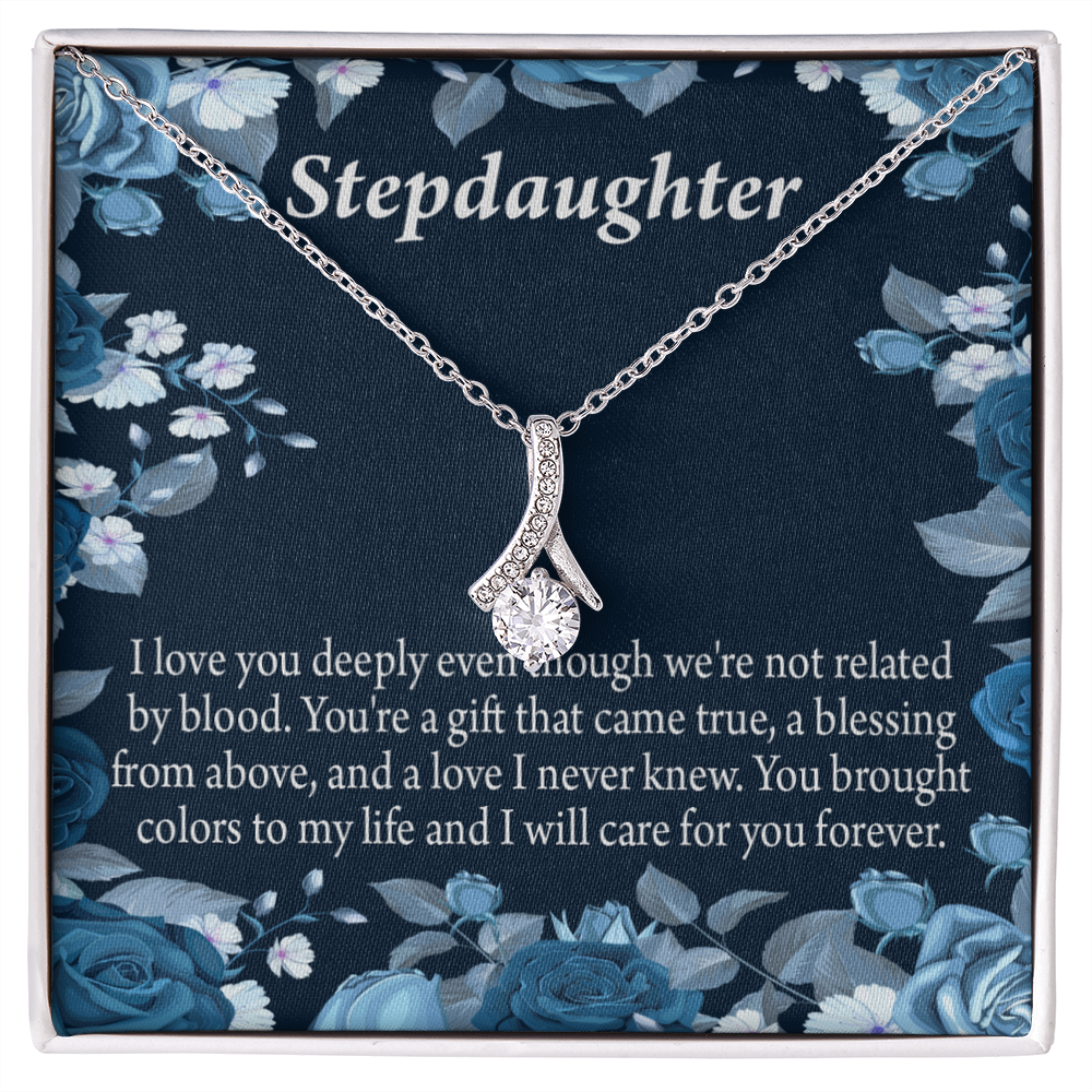 To My Stepdaughter You're a Blessing Alluring Ribbon Necklace Message Card-Express Your Love Gifts