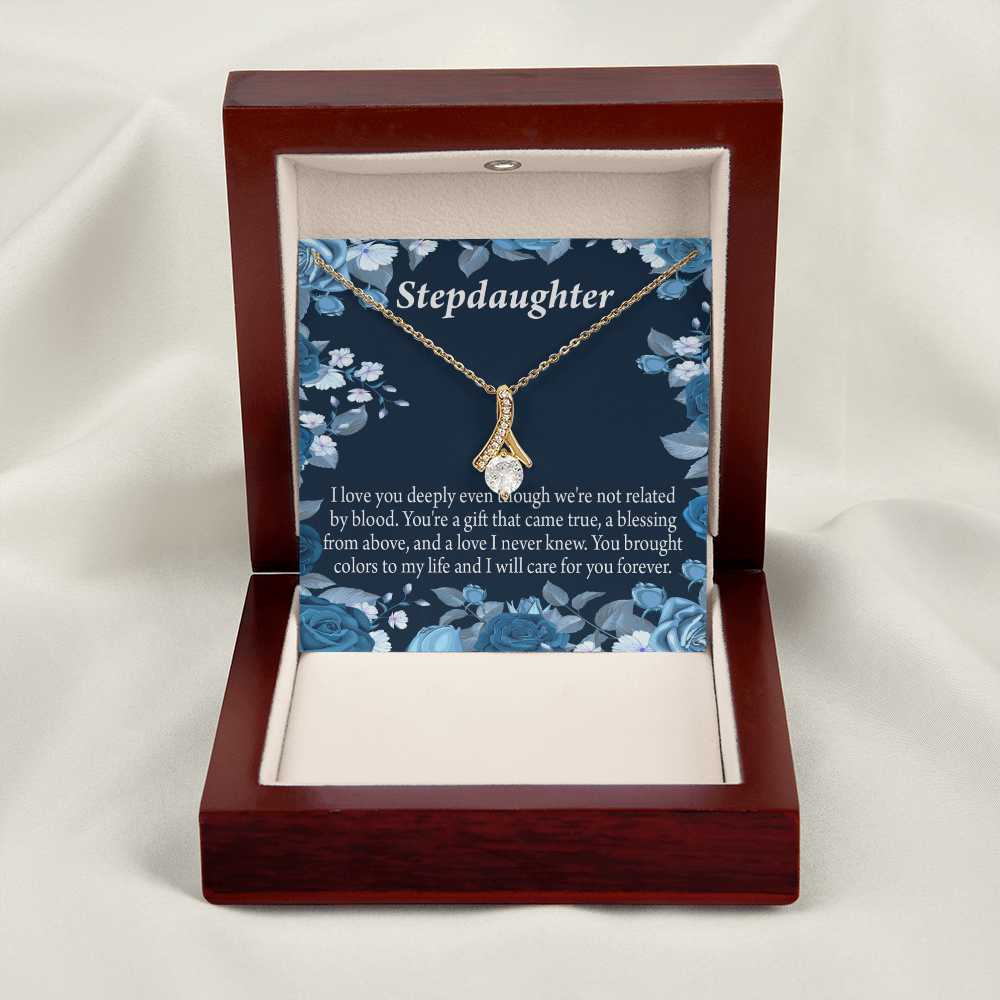 To My Stepdaughter You're a Blessing Alluring Ribbon Necklace Message Card-Express Your Love Gifts