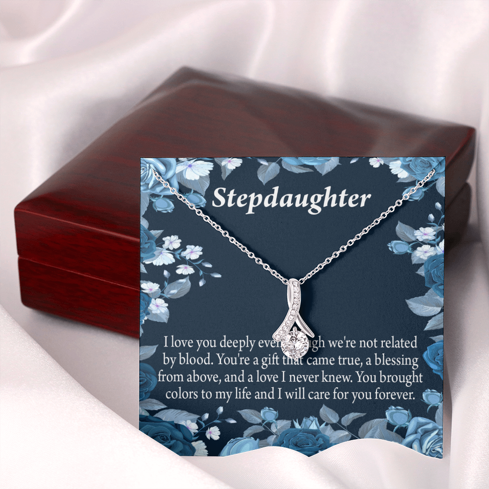 To My Stepdaughter You're a Blessing Alluring Ribbon Necklace Message Card-Express Your Love Gifts