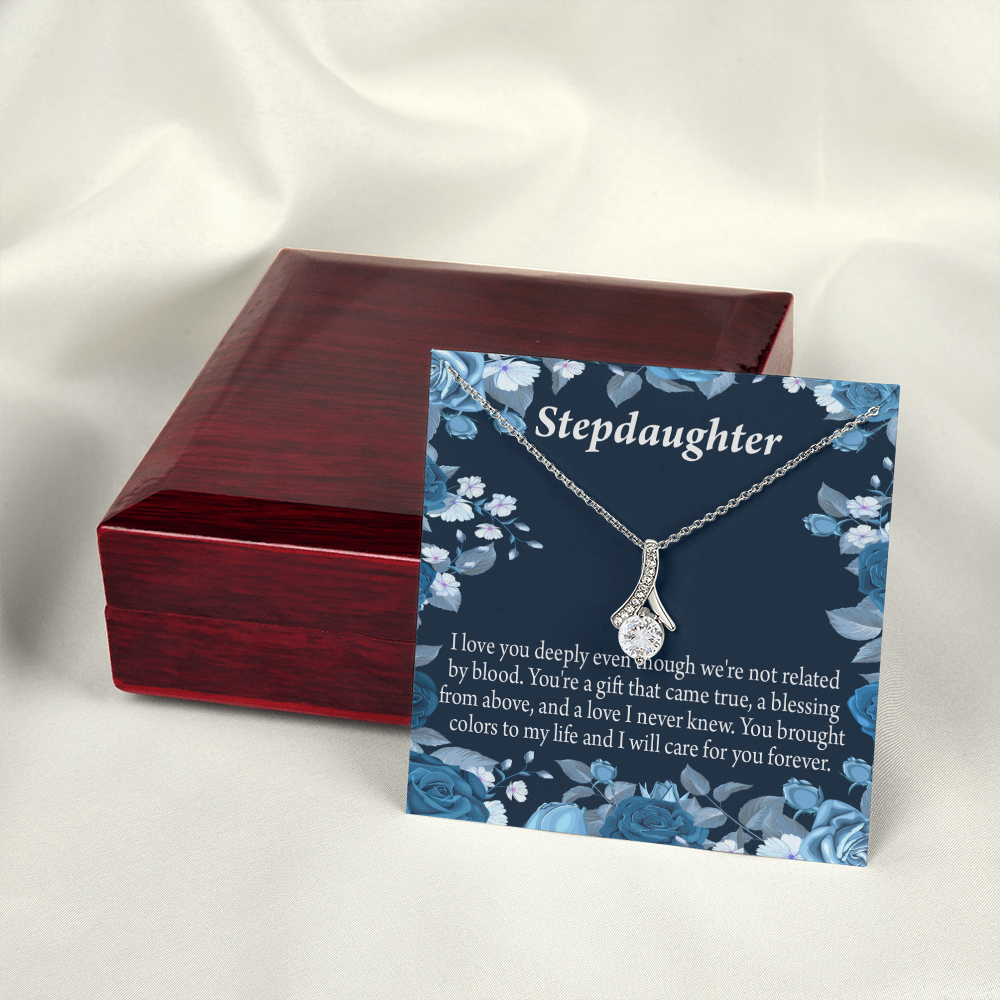 To My Stepdaughter You're a Blessing Alluring Ribbon Necklace Message Card-Express Your Love Gifts