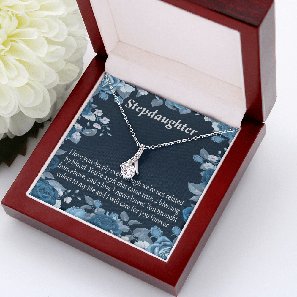 To My Stepdaughter You're a Blessing Alluring Ribbon Necklace Message Card-Express Your Love Gifts