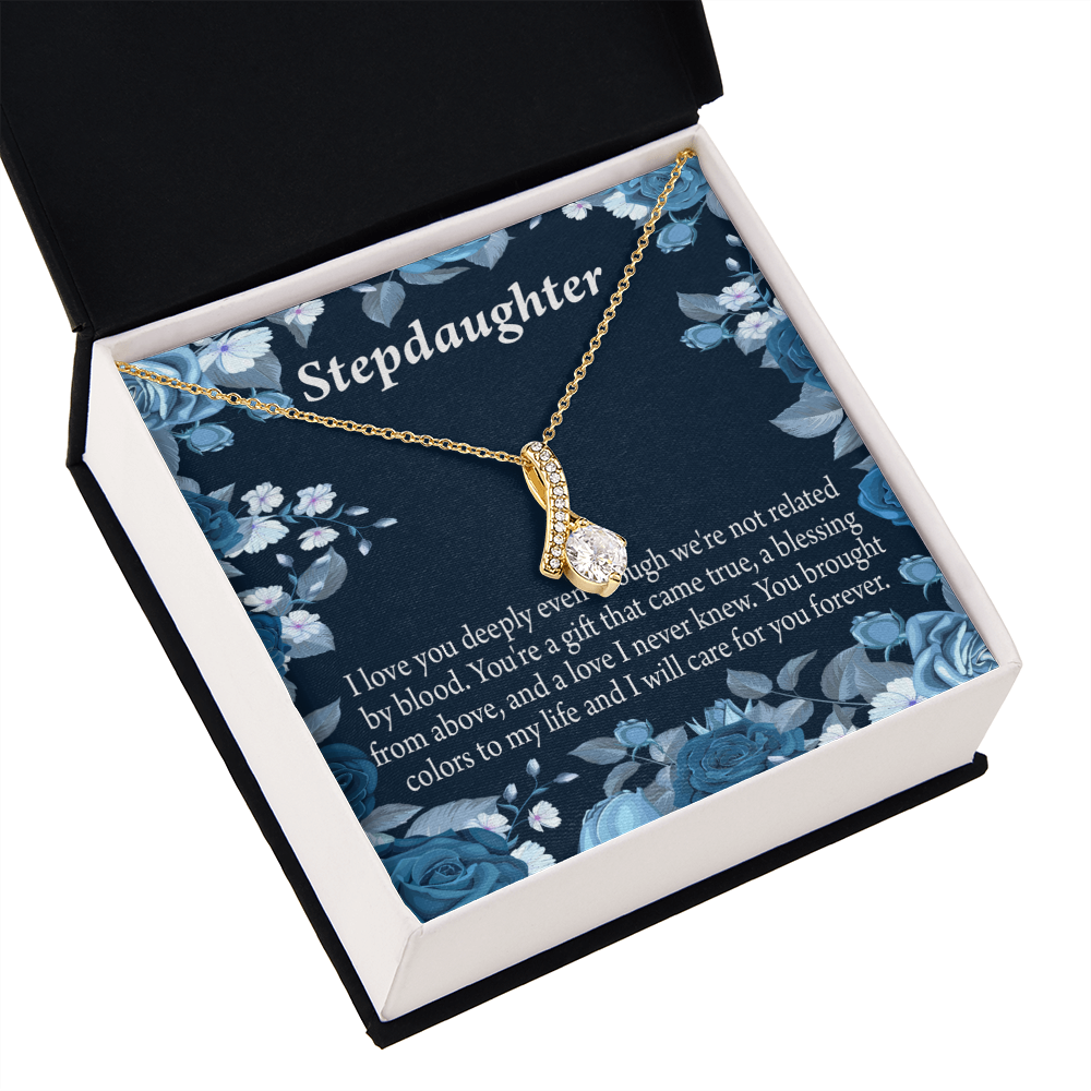 To My Stepdaughter You're a Blessing Alluring Ribbon Necklace Message Card-Express Your Love Gifts