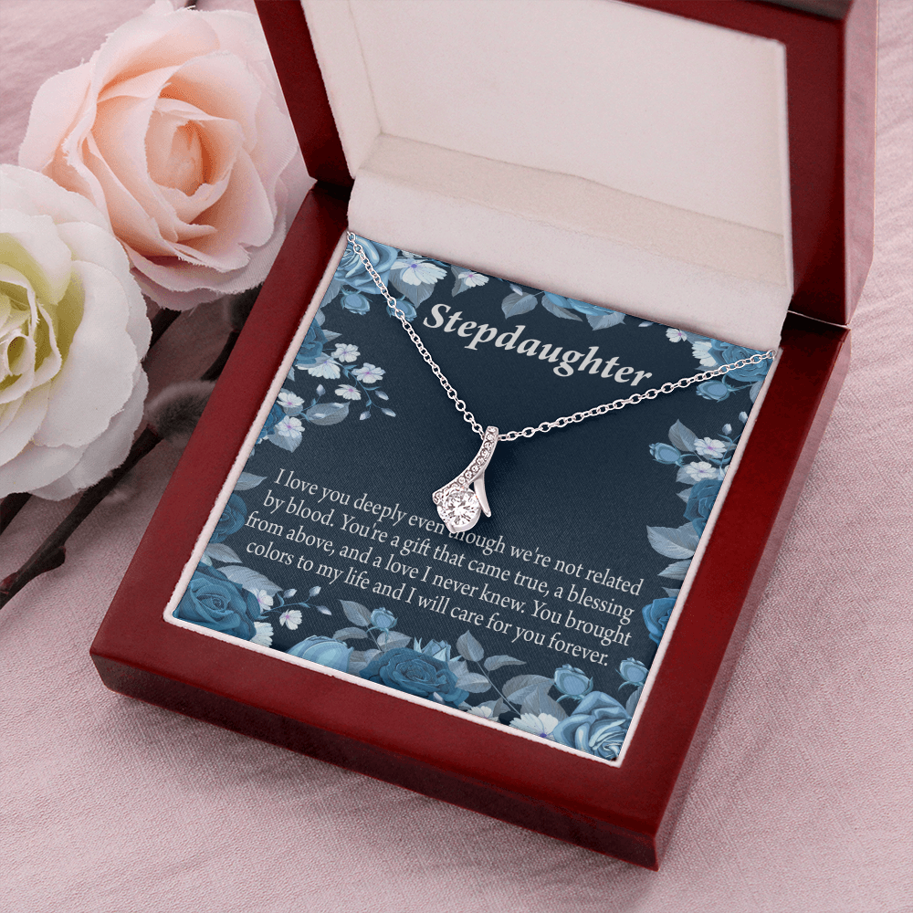 To My Stepdaughter You're a Blessing Alluring Ribbon Necklace Message Card-Express Your Love Gifts