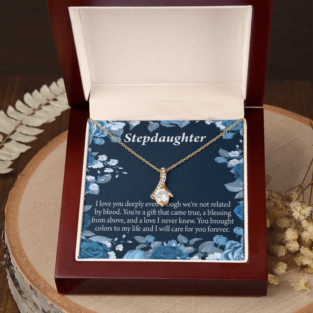 To My Stepdaughter You're a Blessing Alluring Ribbon Necklace Message Card-Express Your Love Gifts