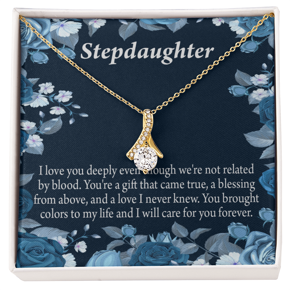 To My Stepdaughter You're a Blessing Alluring Ribbon Necklace Message Card-Express Your Love Gifts