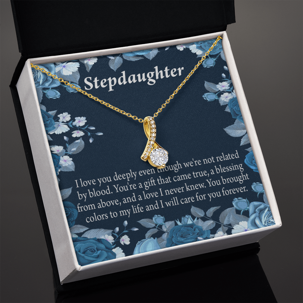 To My Stepdaughter You're a Blessing Alluring Ribbon Necklace Message Card-Express Your Love Gifts