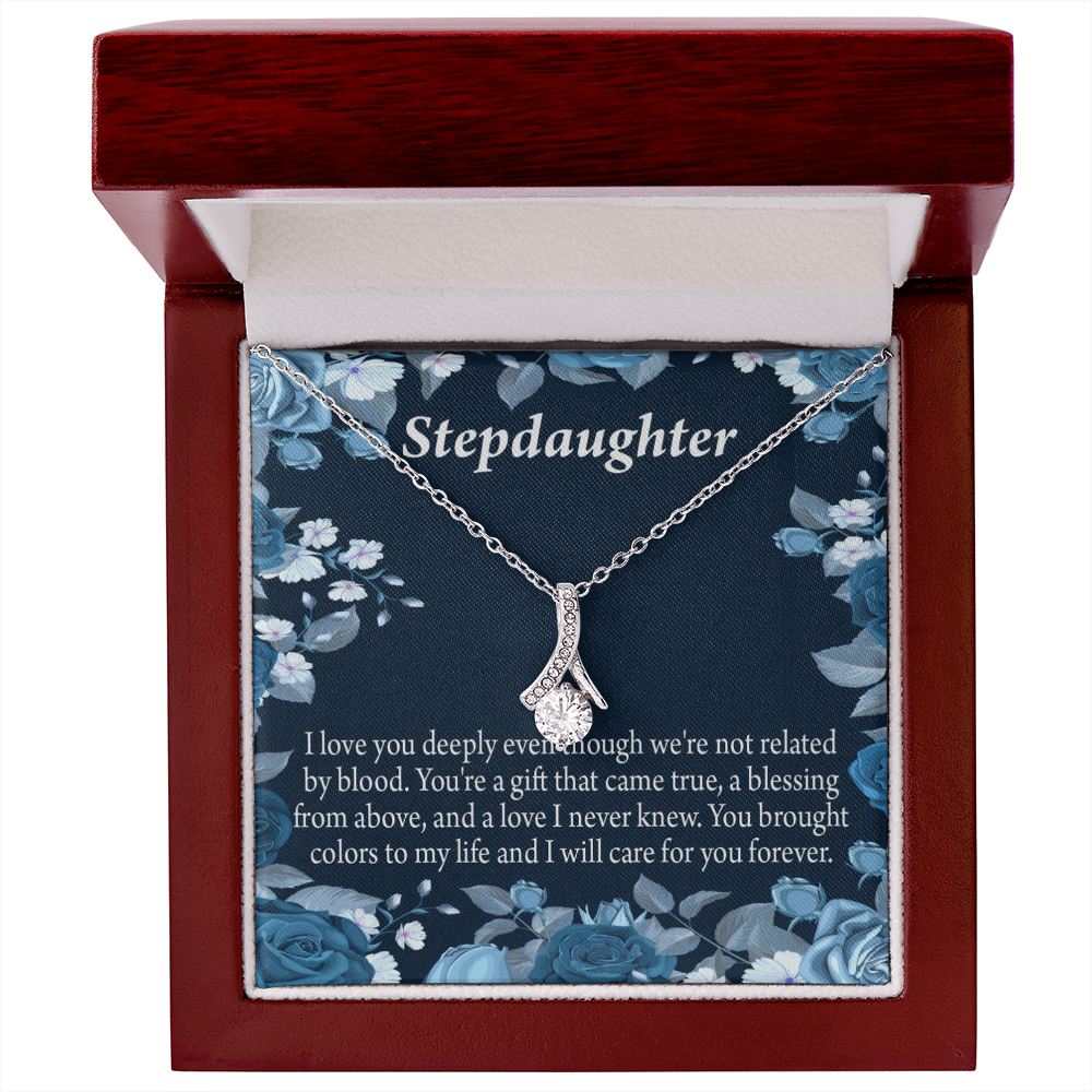 To My Stepdaughter You're a Blessing Alluring Ribbon Necklace Message Card-Express Your Love Gifts