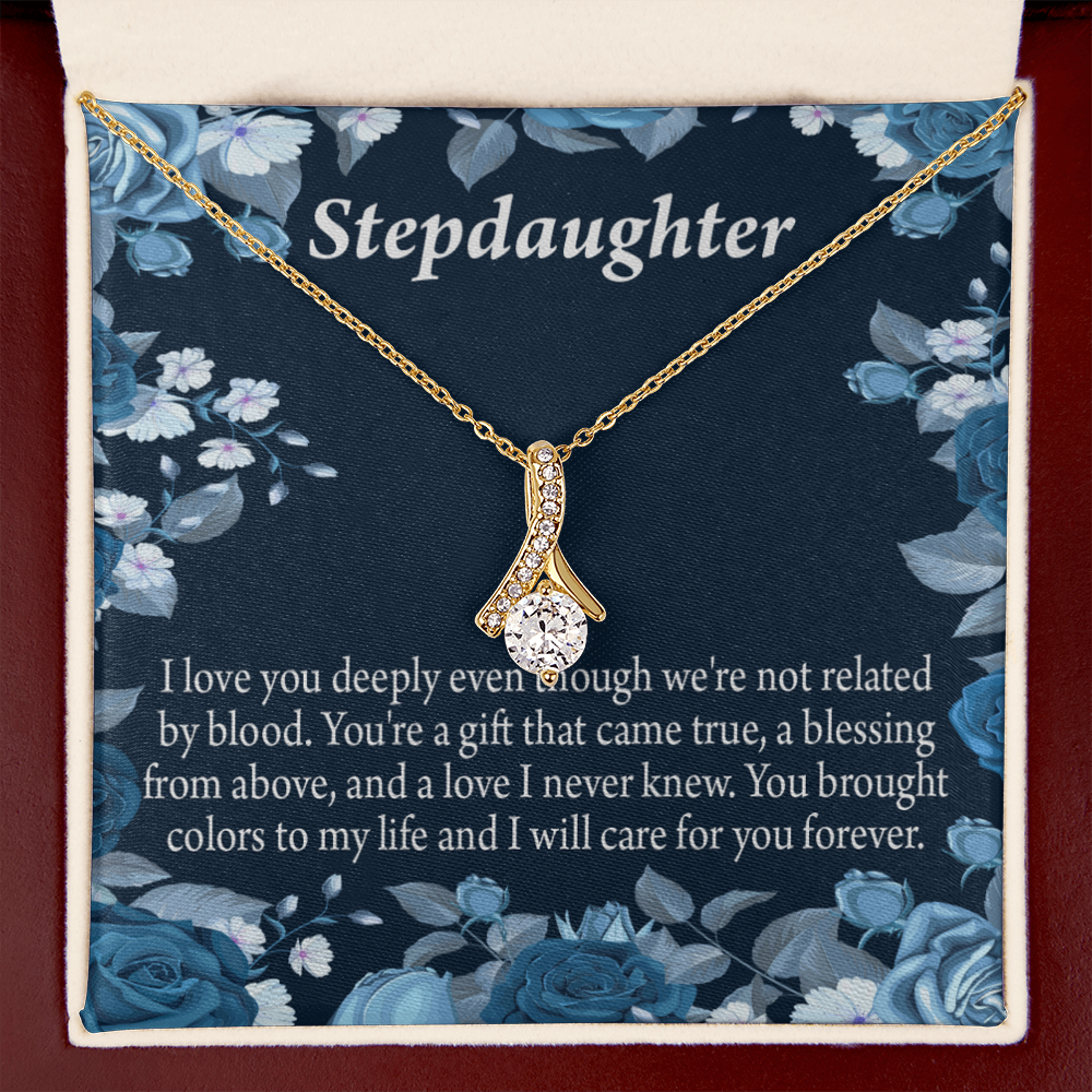 To My Stepdaughter You're a Blessing Alluring Ribbon Necklace Message Card-Express Your Love Gifts