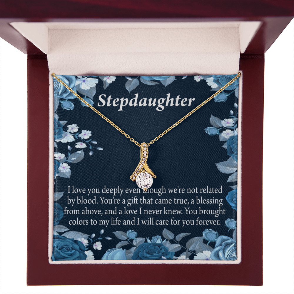 To My Stepdaughter You're a Blessing Alluring Ribbon Necklace Message Card-Express Your Love Gifts