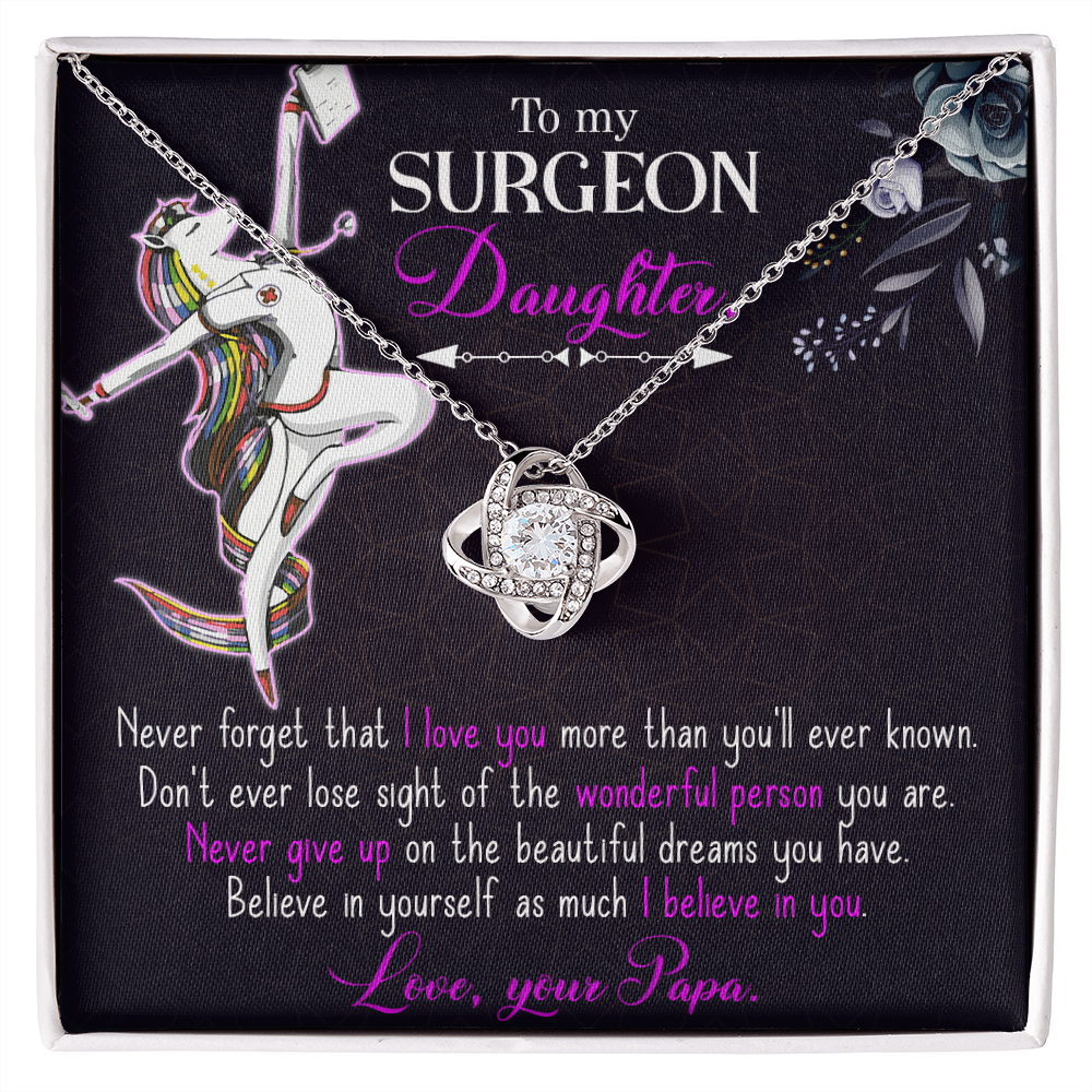 To My Surgeon Daughter Healthcare Medical Worker Nurse Appreciation Gift Infinity Knot Necklace Message Card-Express Your Love Gifts
