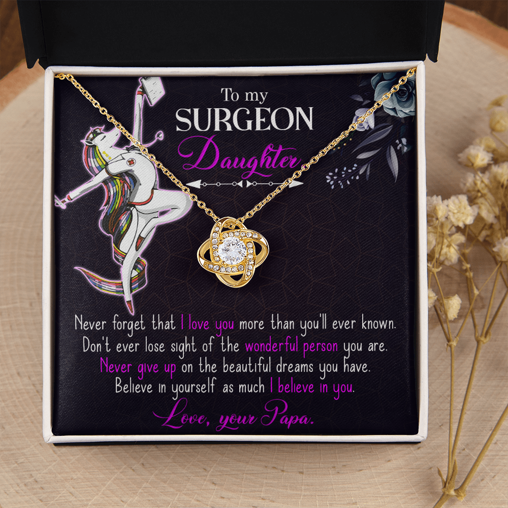 To My Surgeon Daughter Healthcare Medical Worker Nurse Appreciation Gift Infinity Knot Necklace Message Card-Express Your Love Gifts