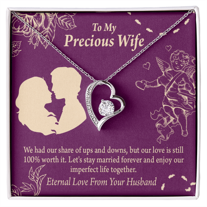 To My Wife 100% Love Forever Necklace w Message Card-Express Your Love Gifts