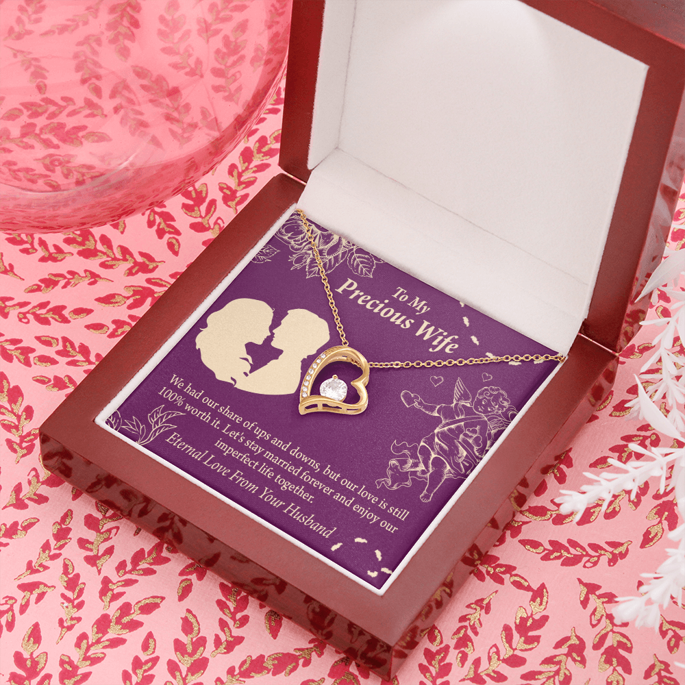 To My Wife 100% Love Forever Necklace w Message Card-Express Your Love Gifts