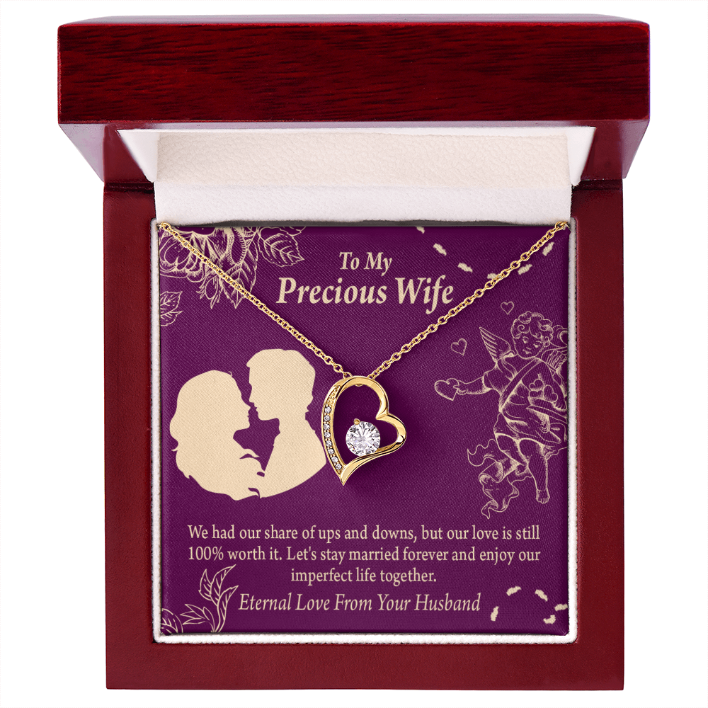 To My Wife 100% Love Forever Necklace w Message Card-Express Your Love Gifts