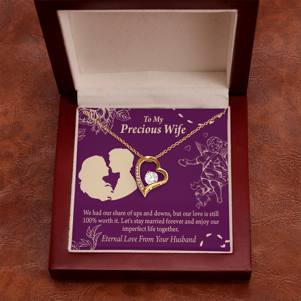 To My Wife 100% Love Forever Necklace w Message Card-Express Your Love Gifts