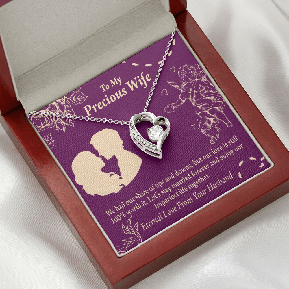 To My Wife 100% Love Forever Necklace w Message Card-Express Your Love Gifts