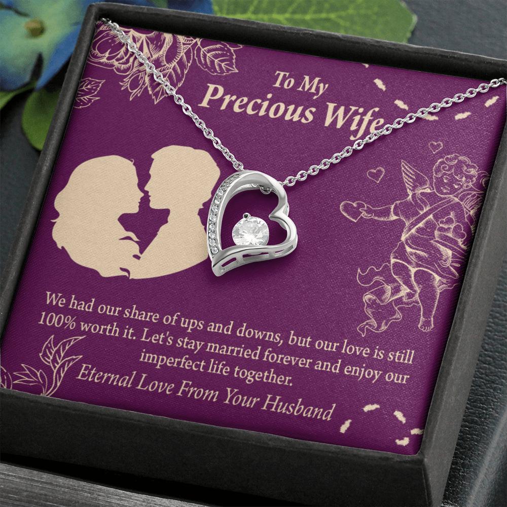 To My Wife 100% Love Forever Necklace w Message Card-Express Your Love Gifts