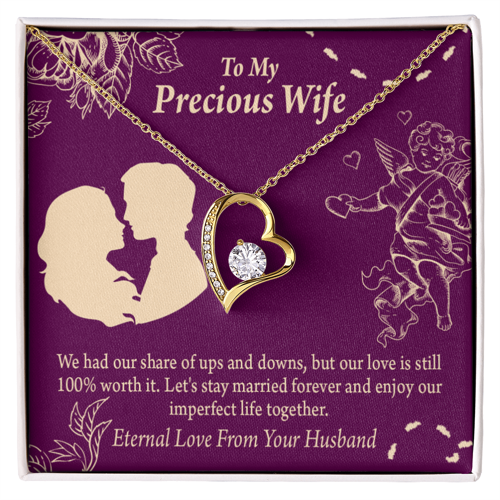 To My Wife 100% Love Forever Necklace w Message Card-Express Your Love Gifts