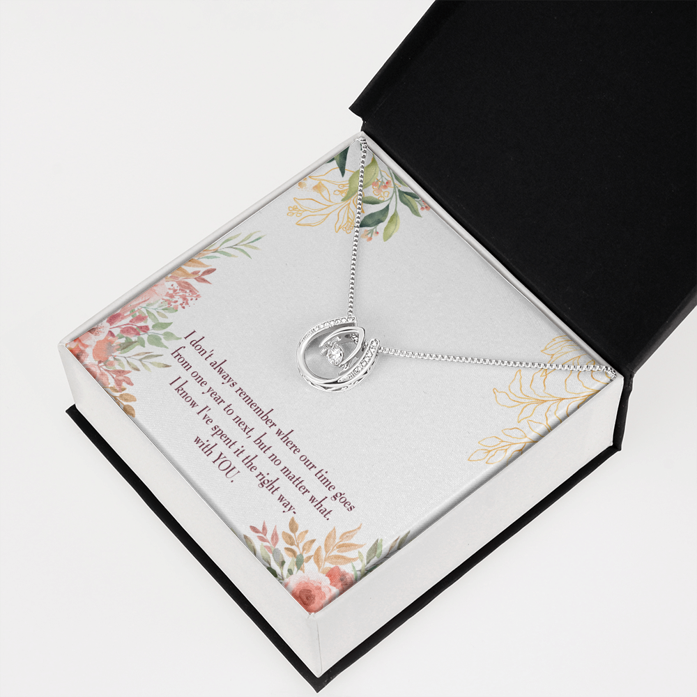 To My Wife A Time Well Spent Lucky Horseshoe Necklace Message Card 14k w CZ Crystals-Express Your Love Gifts