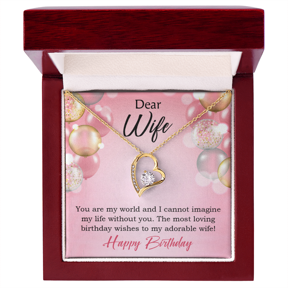 To My Wife Adorable Wife! Birthday Message Forever Necklace w Message Card-Express Your Love Gifts