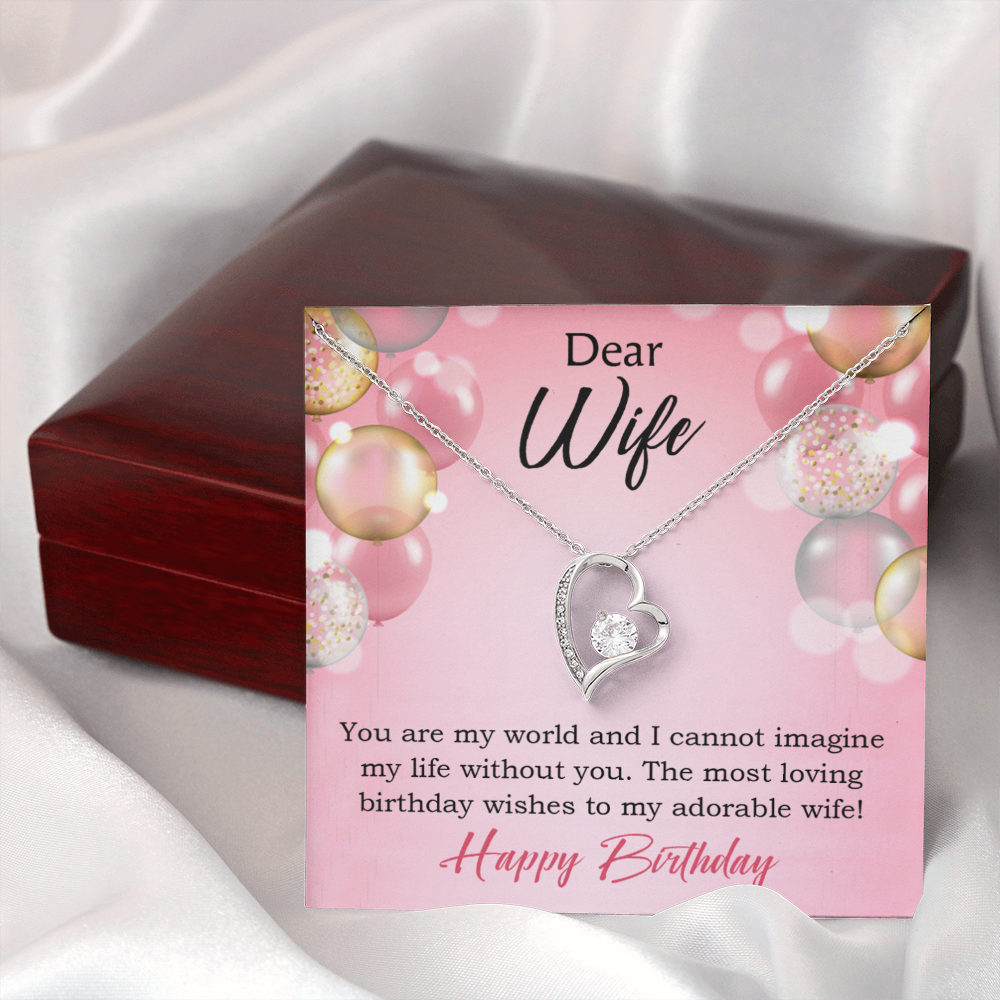 To My Wife Adorable Wife! Birthday Message Forever Necklace w Message Card-Express Your Love Gifts