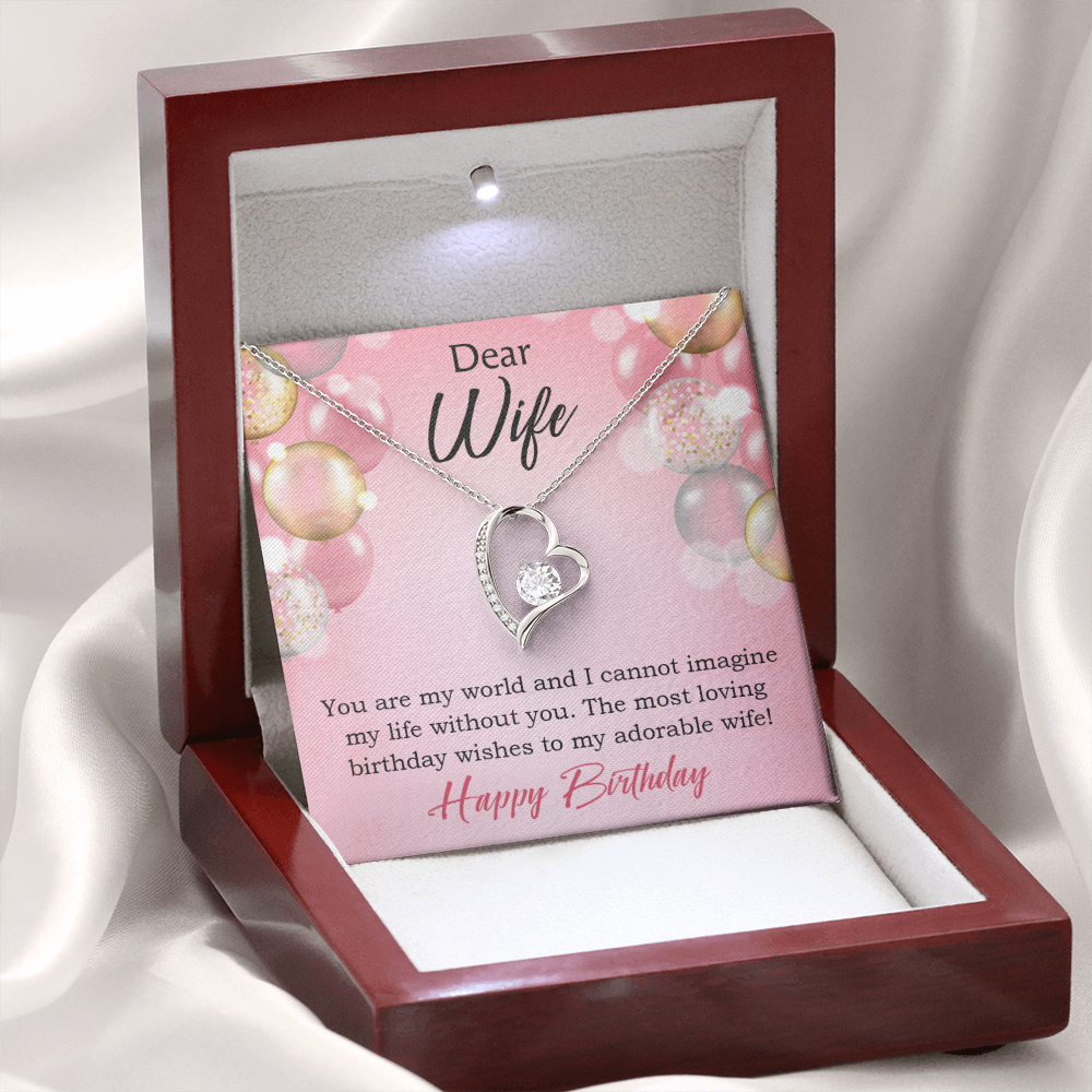 To My Wife Adorable Wife! Birthday Message Forever Necklace w Message Card-Express Your Love Gifts