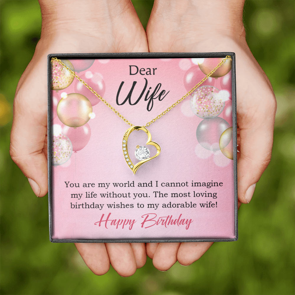 To My Wife Adorable Wife! Birthday Message Forever Necklace w Message Card-Express Your Love Gifts