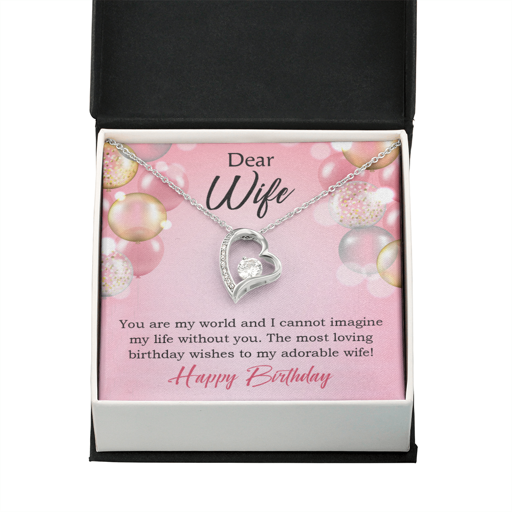 To My Wife Adorable Wife! Birthday Message Forever Necklace w Message Card-Express Your Love Gifts