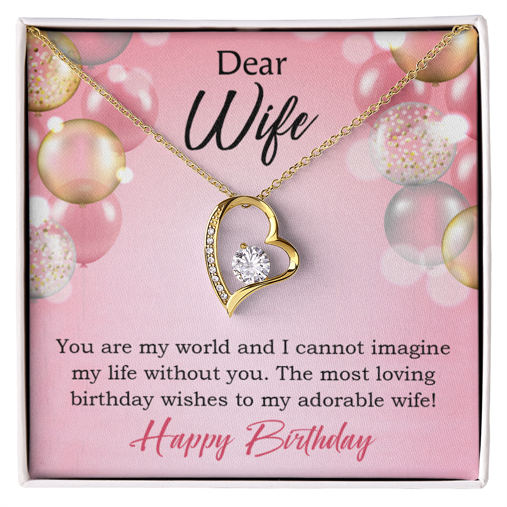 To My Wife Adorable Wife! Birthday Message Forever Necklace w Message Card-Express Your Love Gifts