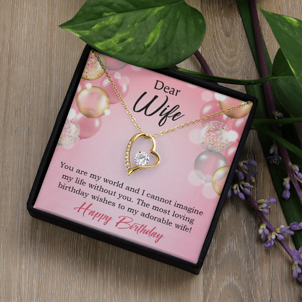 To My Wife Adorable Wife! Birthday Message Forever Necklace w Message Card-Express Your Love Gifts