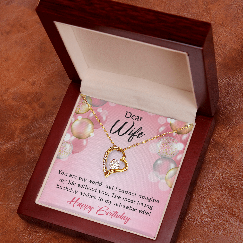 To My Wife Adorable Wife! Birthday Message Forever Necklace w Message Card-Express Your Love Gifts