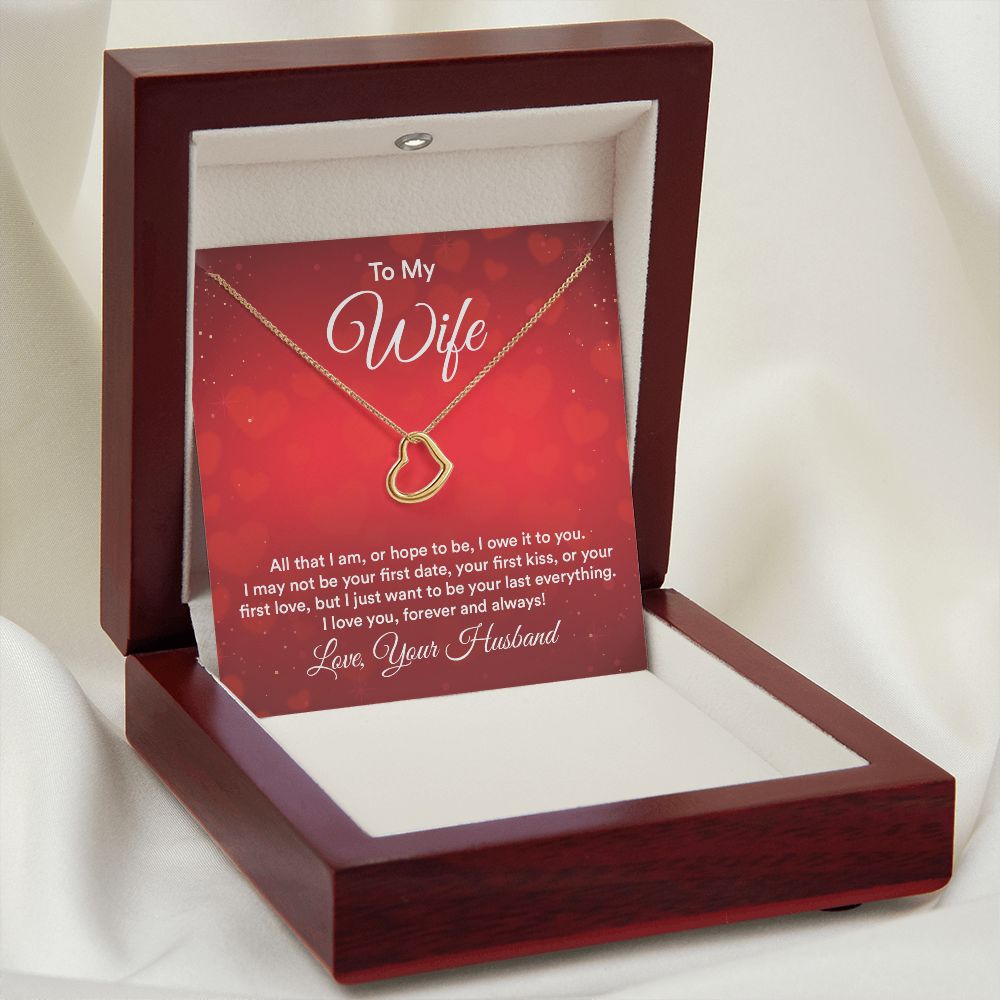 To My Wife All That I Am Delicate Heart Necklace-Express Your Love Gifts