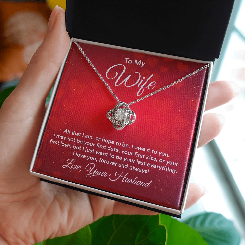 To My Wife All That I Am Infinity Knot Necklace Message Card-Express Your Love Gifts