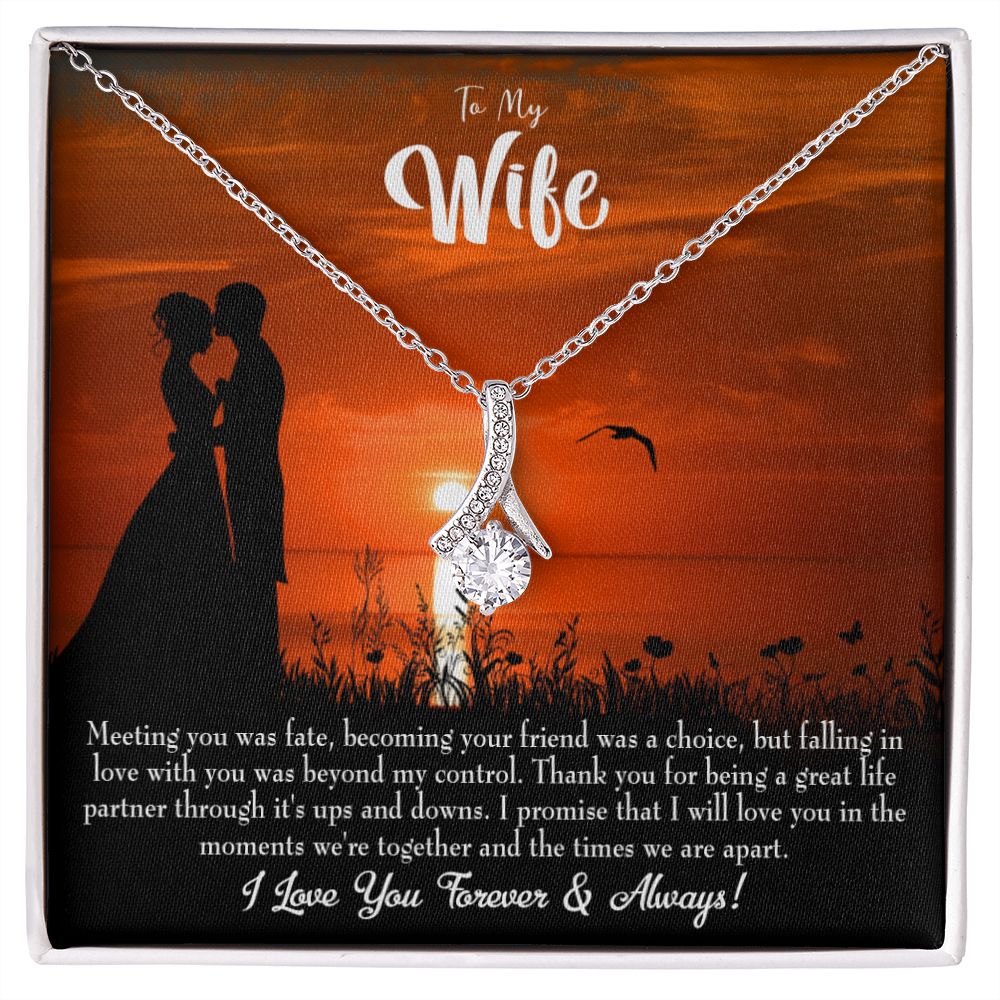 To My Wife Always and Forever Alluring Ribbon Necklace Message Card-Express Your Love Gifts