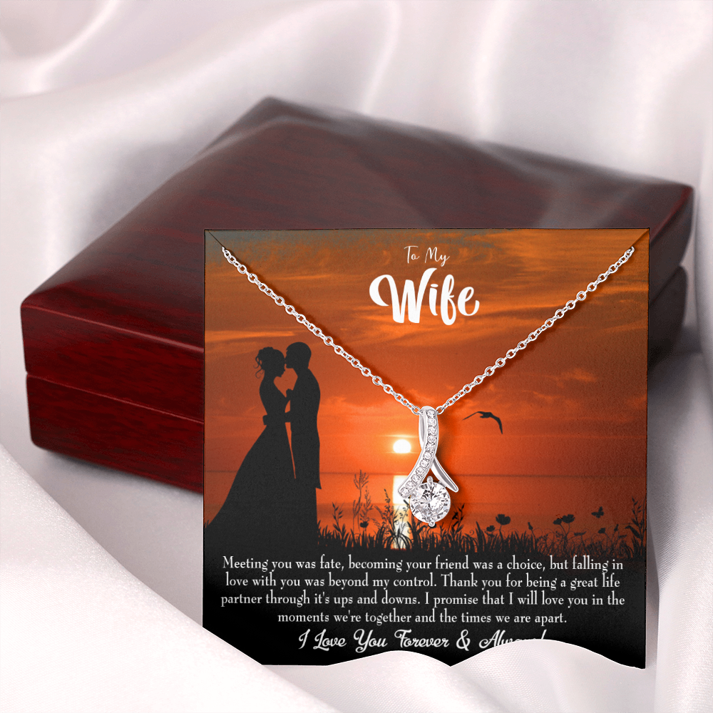 To My Wife Always and Forever Alluring Ribbon Necklace Message Card-Express Your Love Gifts